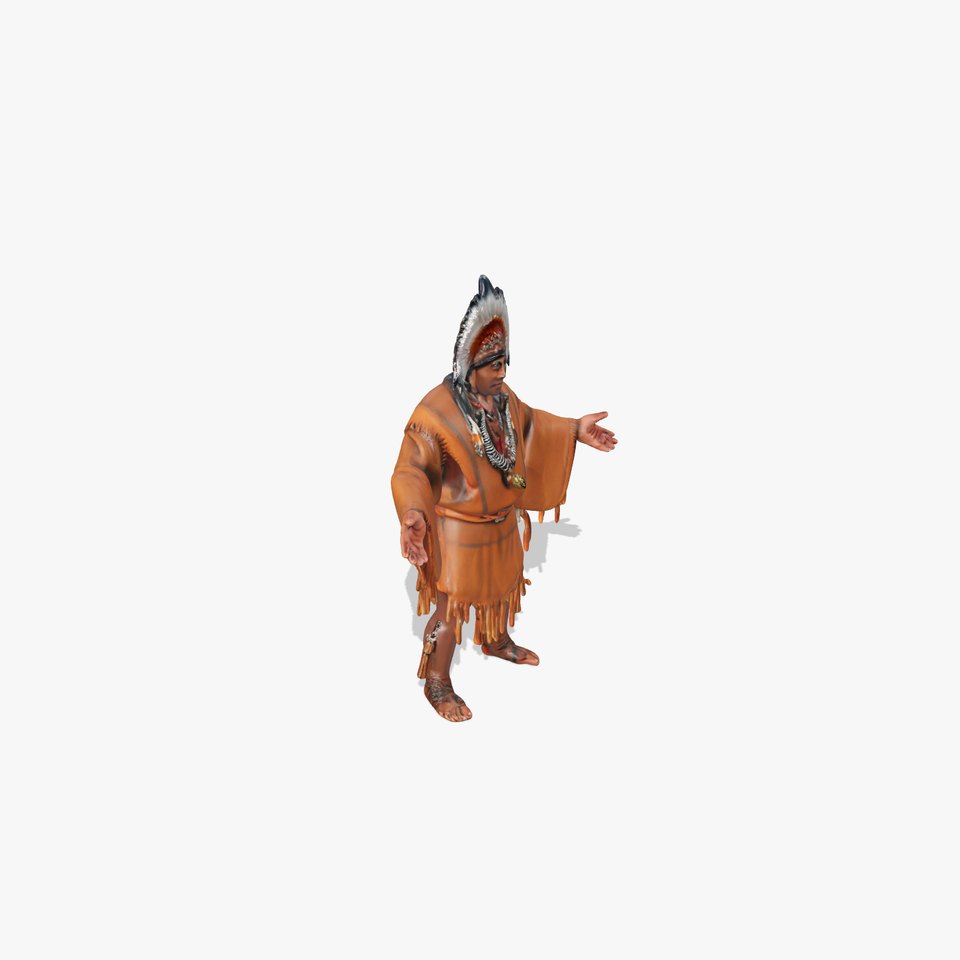 Indigenous Elder Character Model Rigged and Animated